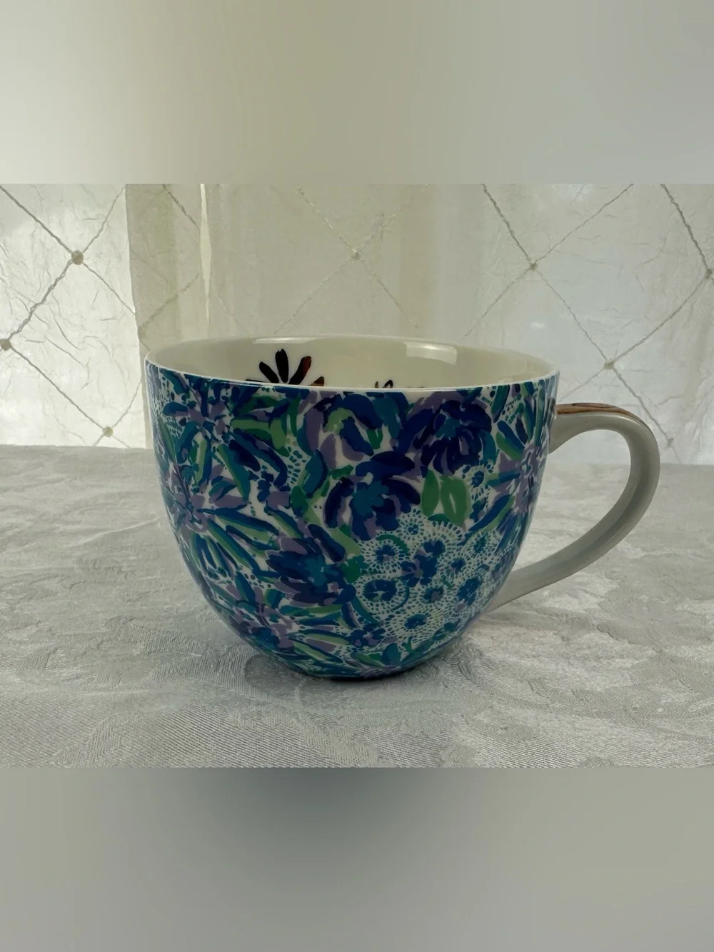 Lilly Pulitzer Blue & Green Floral Ceramic Mug